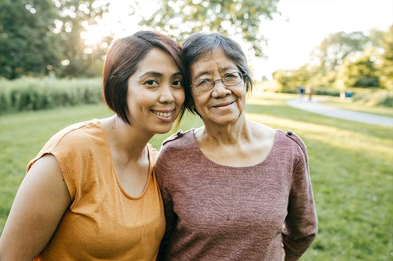 Happy family with caregivers