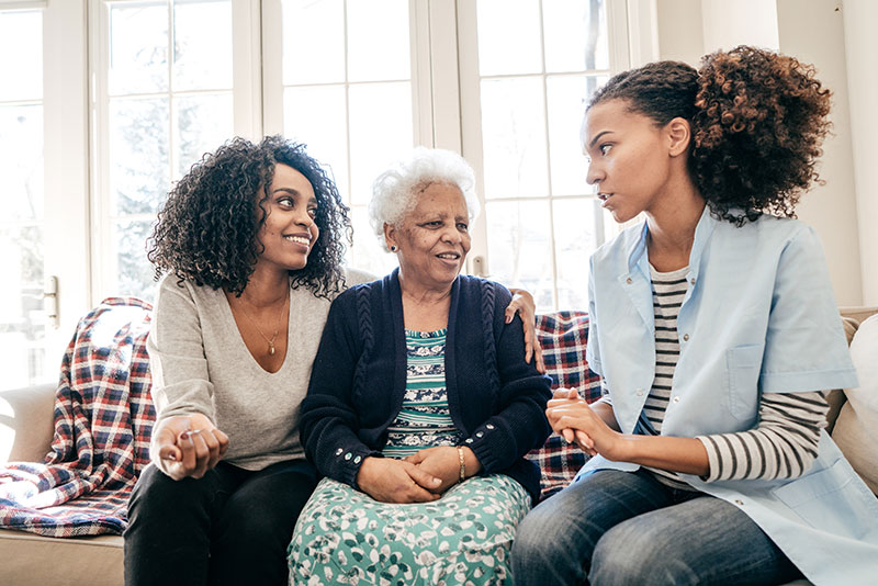 mother daughter caregiver and health care professional